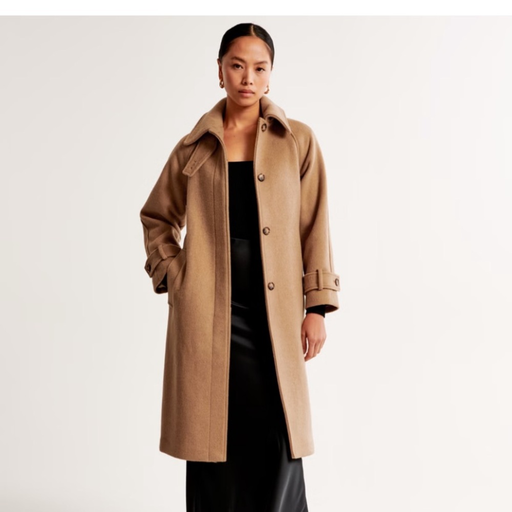 NWT Abercrombie Wool-Blend Funnel Neck Coat Petite XL